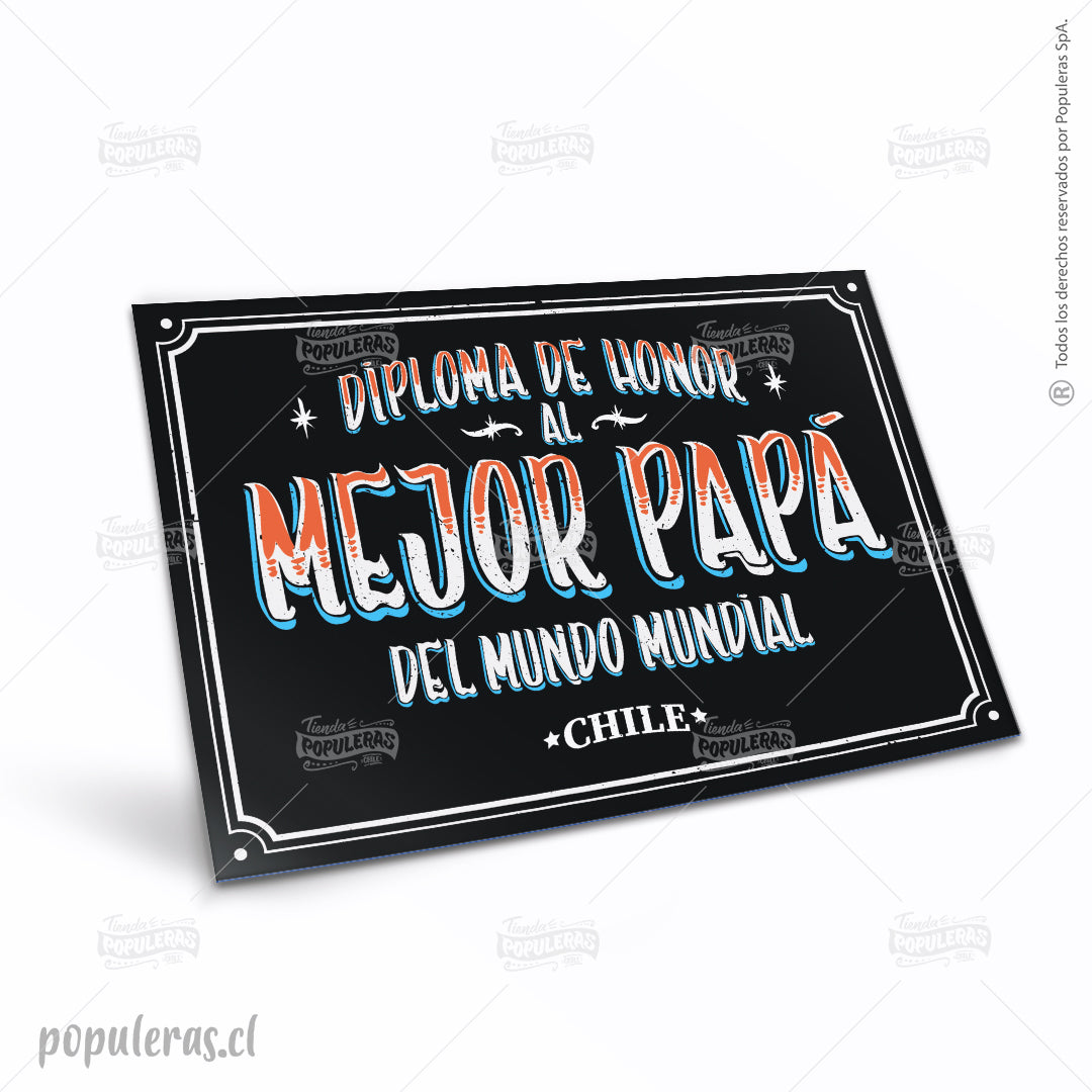 Cartel Diploma de Honor al Mejor Papá