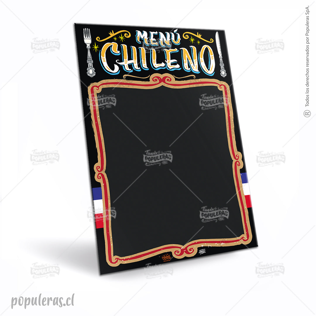 Pizarra cartel Menú Chileno